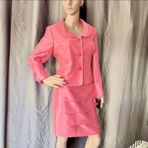 Le Suit Pink Skirt Set with Knee-Length A-Line Cut
